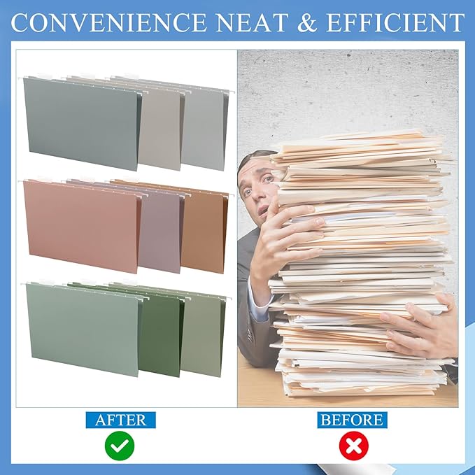 Yaomiao 36 Pcs 11.6 x 9 Inches Decorative Hanging File Folders with Tabs Letter Size File Organizer Multicolor Hanging Folders for Home Classroom Office School Supplies, 12 Color (Morandi Color)