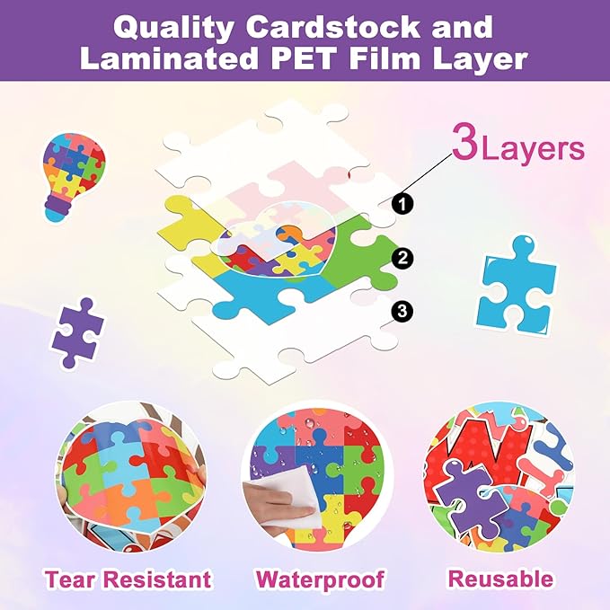 Motivational Bulletin Board Decoration Set Classroom Positive Inspirational Accents Decor Puzzle Pieces Cutouts for Chalkboards Welcome Back to School Bulletin Boards Craft Home Wall(Puzzle Pieces)