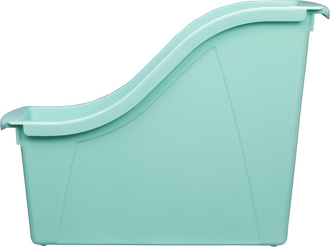 Storex Small Book Bin – Interlocking Plastic Organizer for Home, Office and Classroom, Teal, 6-Pack (71114U06C)