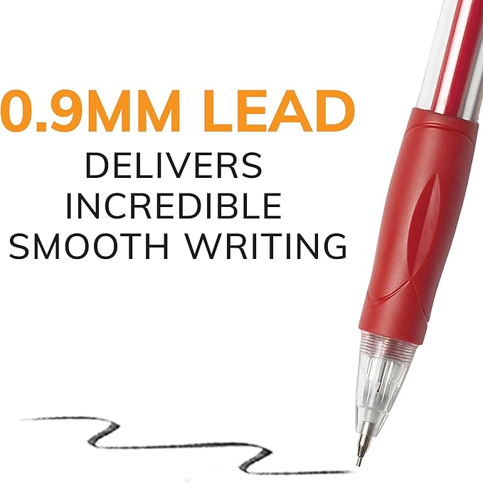 BIC Velocity Strong Lead Mechanical Pencils, With Colorful Barrel, Thick Point (0.9mm), 5-Count Pack Mechanical Pencils With Erasers