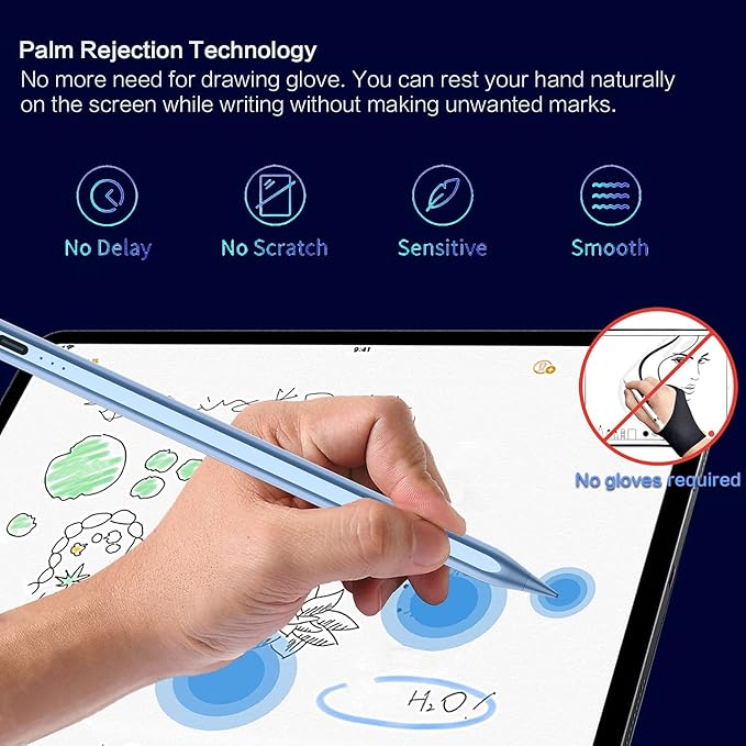 Stylus Pen for iPad 6th-11th Generation, 10 Mins Fast Charge Apple Pencil Compatible with 2018-2025 iPads Pencil, Apple Pen for iPad Pro 11"/12.9"/M4, Air 3/4/5/M2/M3, Mini 5/6 Gen, Blue