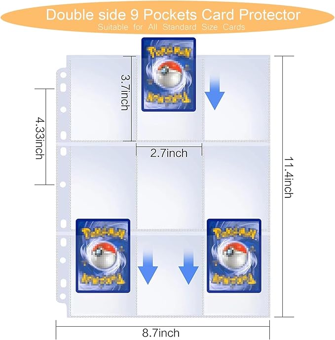 Deluxe Blue Dragon Trading Card Binder – 9Pocket Zipper Binder with 900 Pockets – Card Album for Standard Size Trading Cards, Great for Collectors and Hobbyists