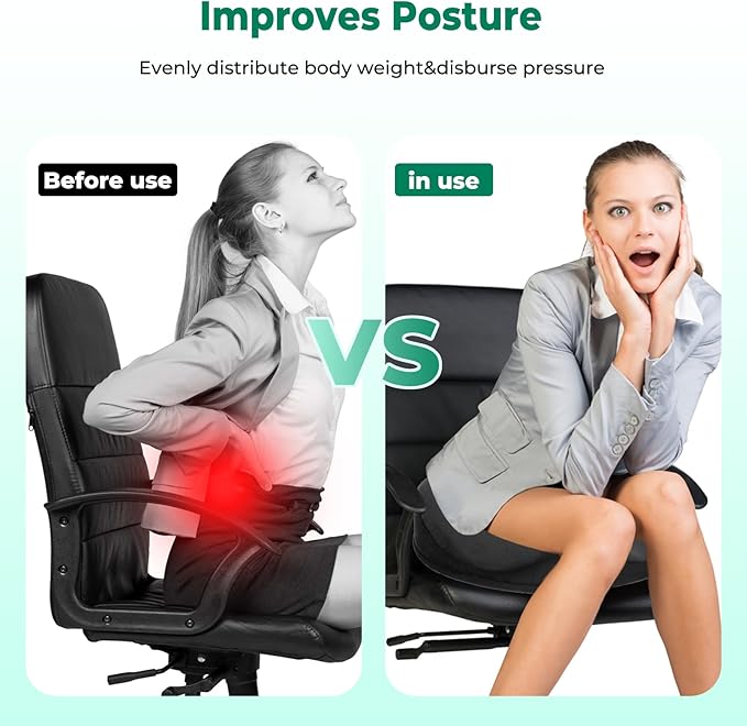 SAHEYER Donut Pillow for Tailbone Pain, Memory Foam Hemorrhoids Pillow for Sciatica Nerve, Sciatica Hip Coccyx Seat Cushion for Long Sitting Office Workers, Car Drivers, Black
