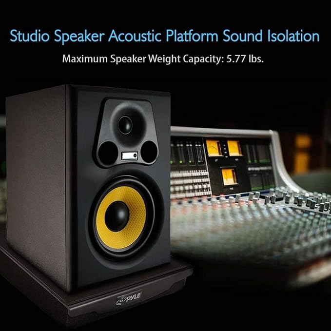 Pyle Speaker Isolation Pads - 10.4 x 13 x 2.8 inches - Acoustic Noise Isolation Platform - Foam Riser Recoil Stabilizer with Rubber Base for Studio Monitor, Subwoofer, Loudspeaker - PSIO6