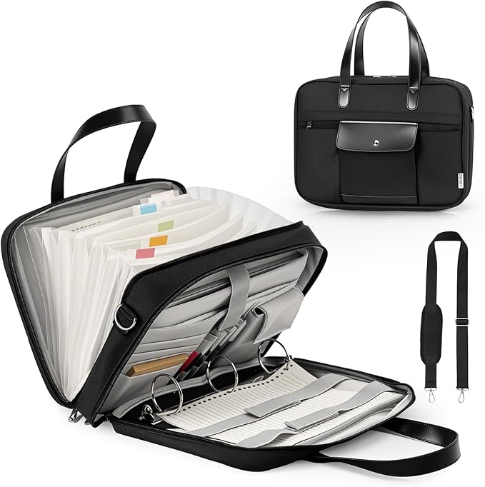 3 Ring Binder with Zipper Fits 500 Sheets, 2 Inch Zipper Binder 3 Ring with Shoulder Strap, Binders Organizer Bag with 16" Laptop Compartment for School and Office