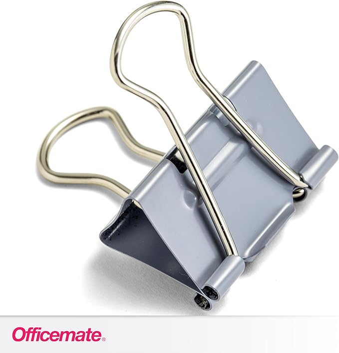 Officemate EZ Binder Clips, Medium Size, 12/Box, Gray (99250)