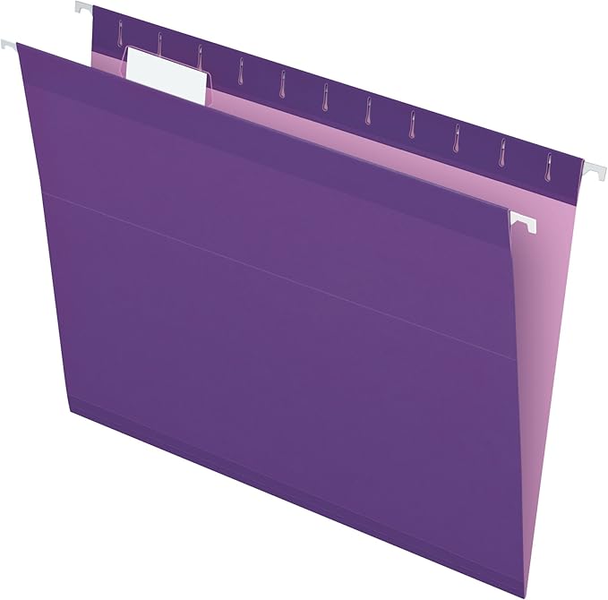 Pendaflex Reinforced Hanging File Folders, Letter Size, Violet, 1/5 Cut, 25/BX (4152 1/5 VIO)