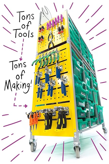 Maker Cart 2.0; Portable Maker Space with Curriculum & Activities for Classrooms & Schools (Elementary, Middle, High); Teacher Designed Science, Engineering, STEM, STEAM, DIY, NGSS Projects