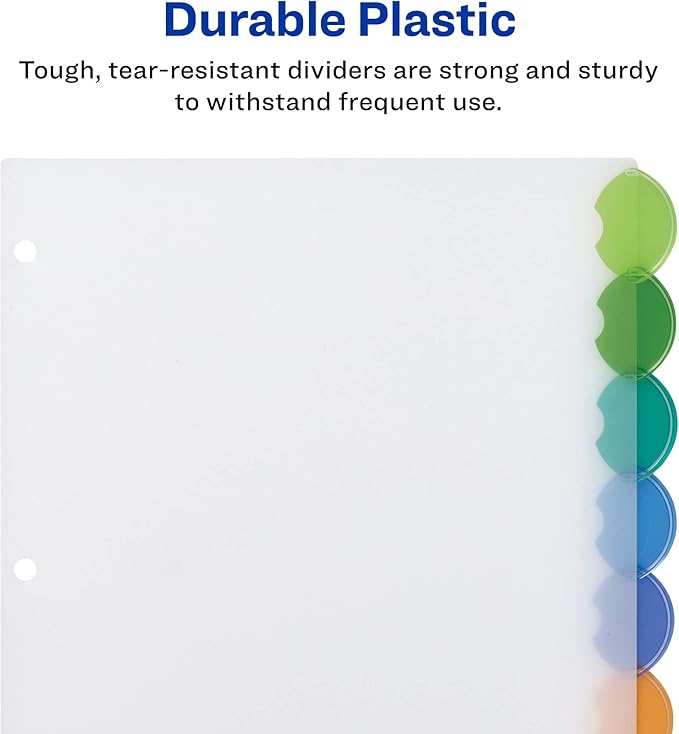 Avery Insertable Style Edge Plastic Dividers for 3 Ring Binders, 8-Tab Set, Multicolor, 1 Set (11201) (Pack of 3)
