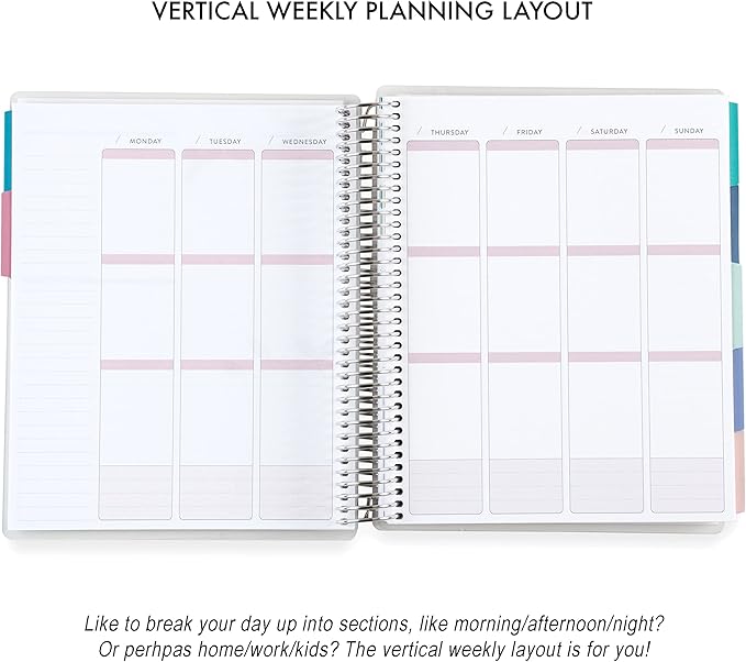 Erin Condren Platinum Coil Spiral Bound 12 Month Life Planner Wildflowers Classic Cover All-in-One Weekly Monthly Calendar & Journal w Lined Notes & Goal-Setting Pages. 80 Lb. Thick Mohawk Paper -