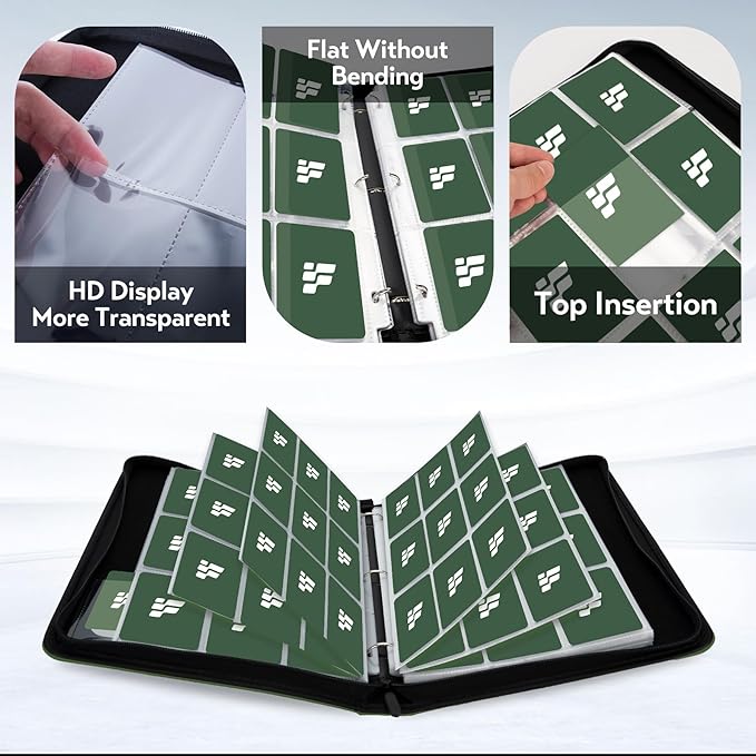 Card Binder 9 Pocket, Trading Card Binder with Clear Window Design, 720 Double Sided Pocket PU Collection Binder, Card Albums for MTG, TCG, and Sports Cards(Dark Green)