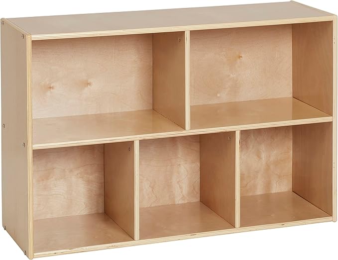 ECR4Kids Streamline 5-Compartment Storage Cabinet, 24in, Classroom Furniture, Natural