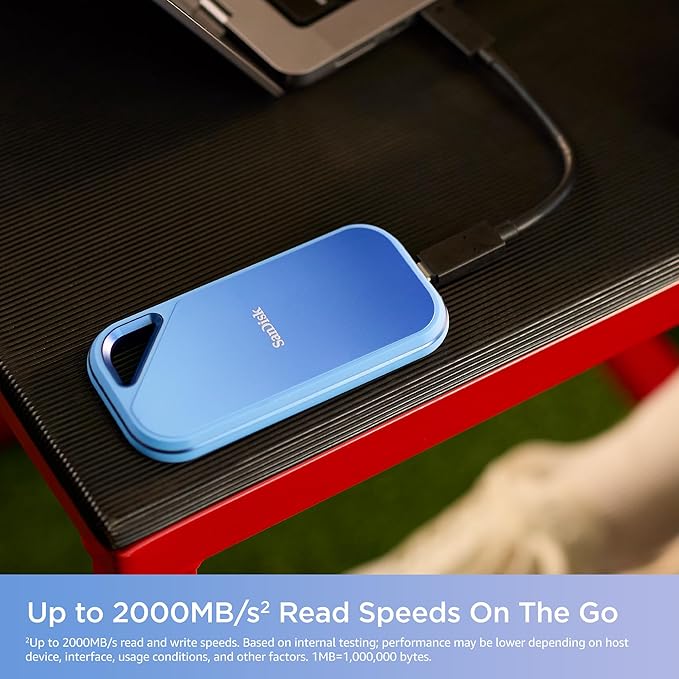 SanDisk 2TB Creator Pro Portable SSD - Up to 2000MB/s, for Laptops and Computers, USB-C, USB 3.2 Gen 2x2, IP65 Water and Dust Resistance, 1 Month of Adobe Creative Cloud Included - SDSSDE81C-2T00-G25
