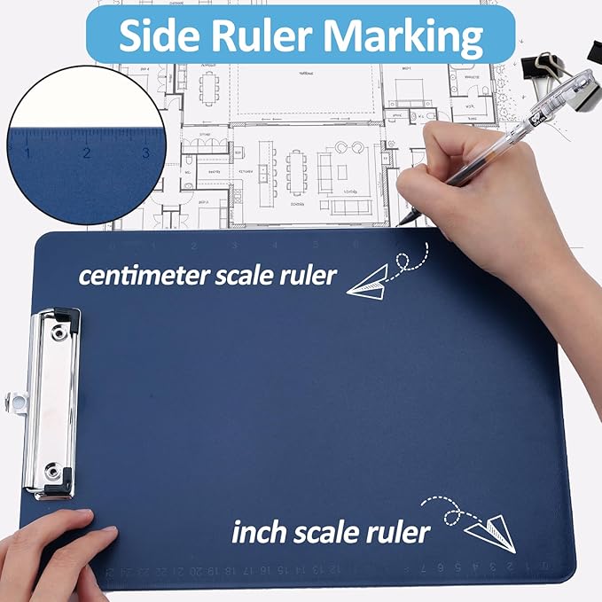 6 Pack Plastic Clipboards with Low Profile Clip, Hanging Clipboards Bulk, Clip Boards 8.5x11 Holds 100 Sheets, A4 Letter Size Clipboard for Teacher, Students, Kids, Classroom & Office
