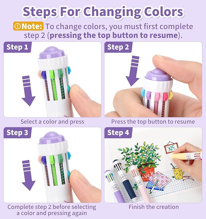 3 Park Multicolor Pens, 10-in-1 Colored Ballpoint Pen, 28 Colors, 0.8mm Fine Point Smooth Writing, Retractable Ballpoint Pens for Office School Students Children