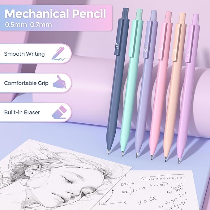 Nicpro 55PCS Aesthetic School Supplies with Cute Pencil Case, 12 Pastel Highlighters, 11 Gel Pens Color & Black Ink, 6 Mechanical Pencils for Girls Stationary College Student Essentials Preppy Stuff