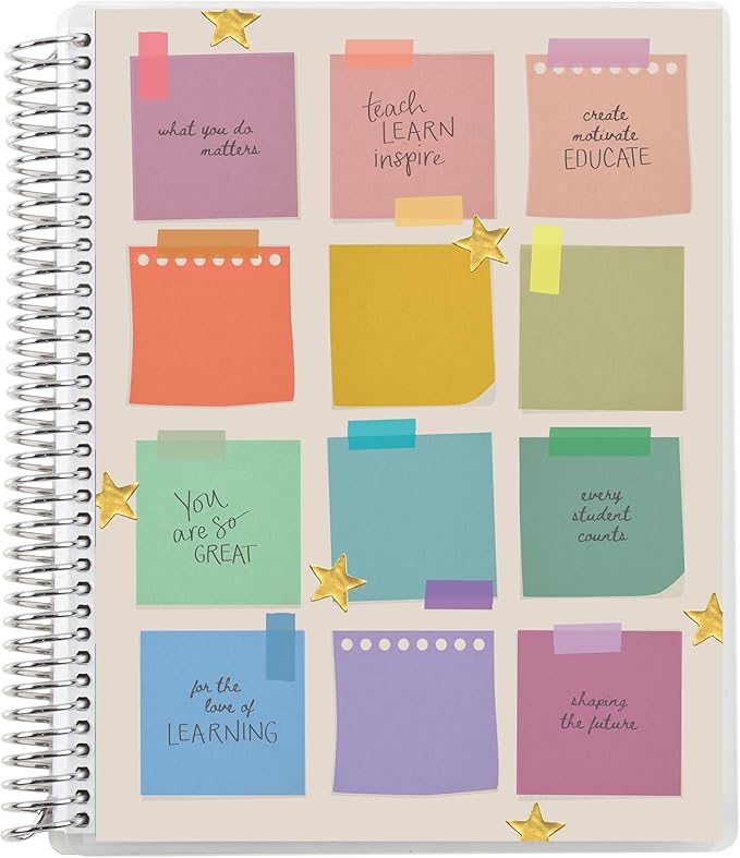 Erin Condren 8.5" x 11” Dot Grid Spiral Notebook, 5mm Dotted Layout with 80 Lb. Paper, Motivation Notes Cover, 160 Dot Grid Notebook Pages, Platinum Coil, Stickers Included