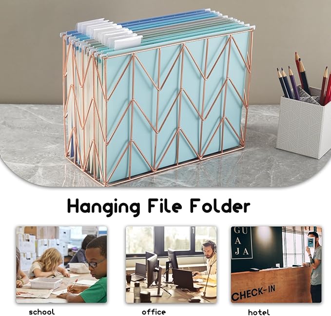 10 Pack Hanging Folder File Cabinet Organizer Letter Size 1/5 Cut Adjustable Label Decoration Home Office School Classroom, Mediterranean Color