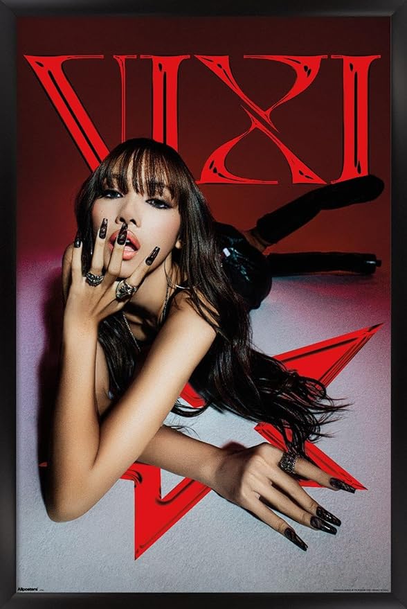 LISA - VIXI Red Star Wall Poster, 34L" x 22.4W", Black Framed Version