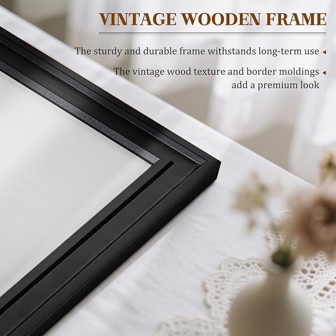 Large White Board for Wall, 48'' x 36'' Magnetic Dry Erase Board, 4'x3' Decorative Whiteboard with Black Wooden Frame, Hanging Writing Board for Home Office School Classroom