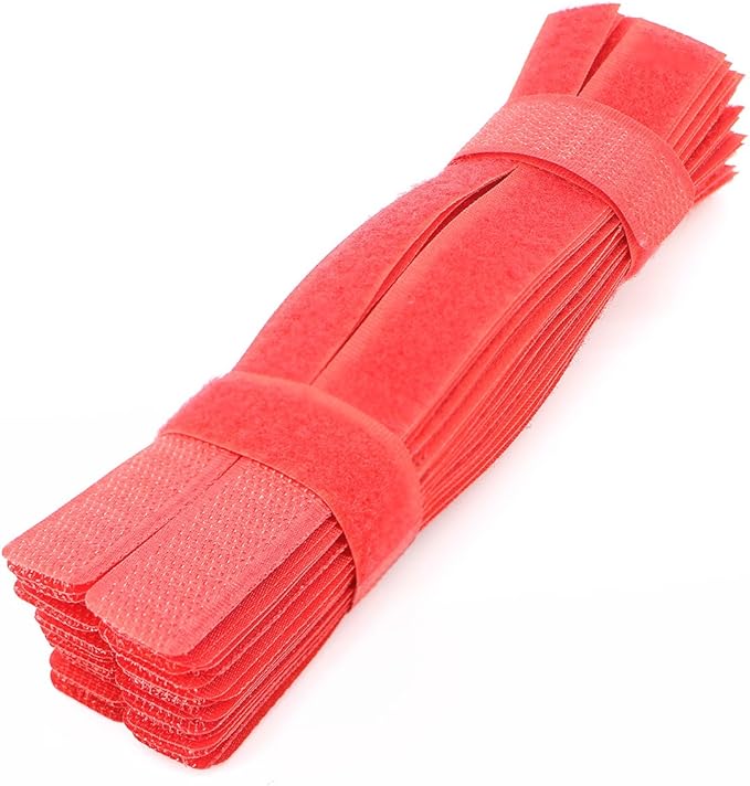 Pasow 50pcs Cable Ties Reusable Fastening Wire Organizer Cord Rope Holder 7 Inch (Red)