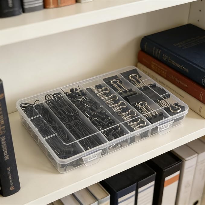 282 Pcs Black Office Clips Set Binder Clips and Paper Clips Push Pin Colored Assorted Sizes Small Medium Large for Home School Office Supplies