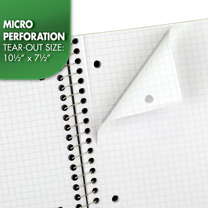 Mead Spiral Notebook, 1 Subject, Graph Ruled Paper, 7-1/2" x 10-1/2", 100 Sheets, Black (05676AA5)