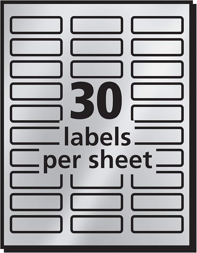 Avery Printable Return Address Labels, 0.75" x 2.25", Silver Foil, 300 Blank Mailing Labels (08986) (Pack of 5)