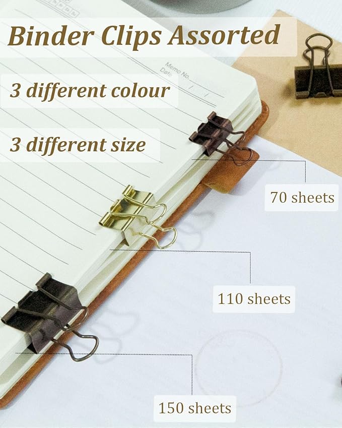 Mini Binder Clips 0.75in 24-Pack - Multicolor Bronze Clips for Notes with Magnetic Case