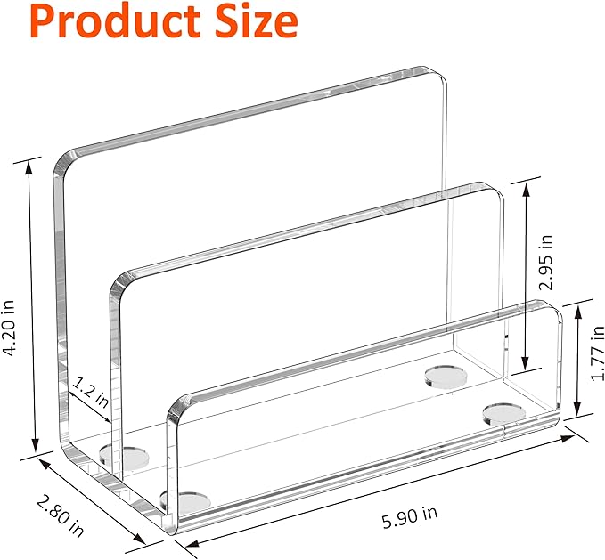 Desk Mail Organizer, 2 Section Clear Acrylic File Holder Letter Organizer, Vertical Lightweight Modern Envelope Holder Desk Accessories & Workspace Organizers for Office, Home, School