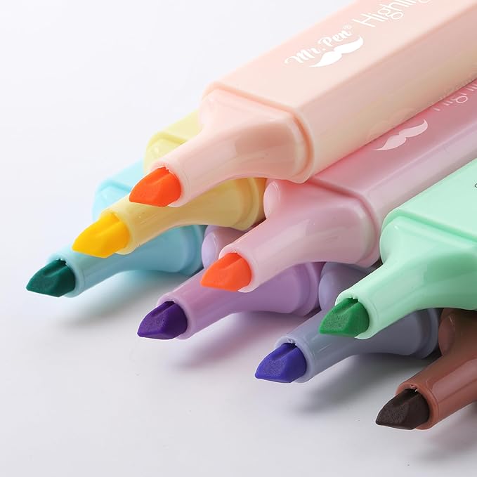 Mr. Pen- Pastel Highlighter, 8 pcs, Tank Style, Chisel Tip, Cute No Bleed Bible Highlighter