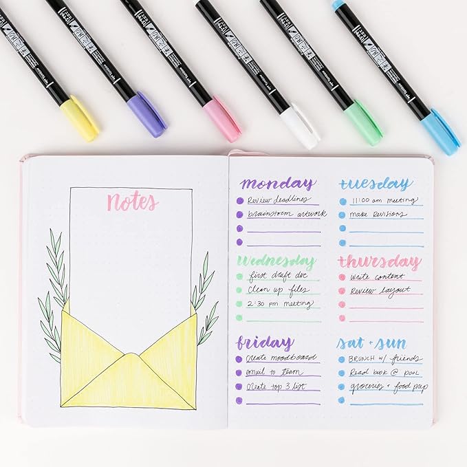 Tombow 56448 Fudenosuke Brush Pens, Pastel, 6-Pack