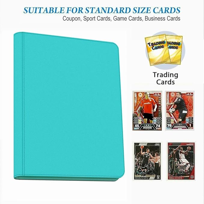 Premium 9-Pocket Zippered Trading Card Binder, 540 Pockets Double-Sided Side-Loading Card Organizer Album, PU Leather Card Holder Protector for MTG, TCG, Sports Cards Teal