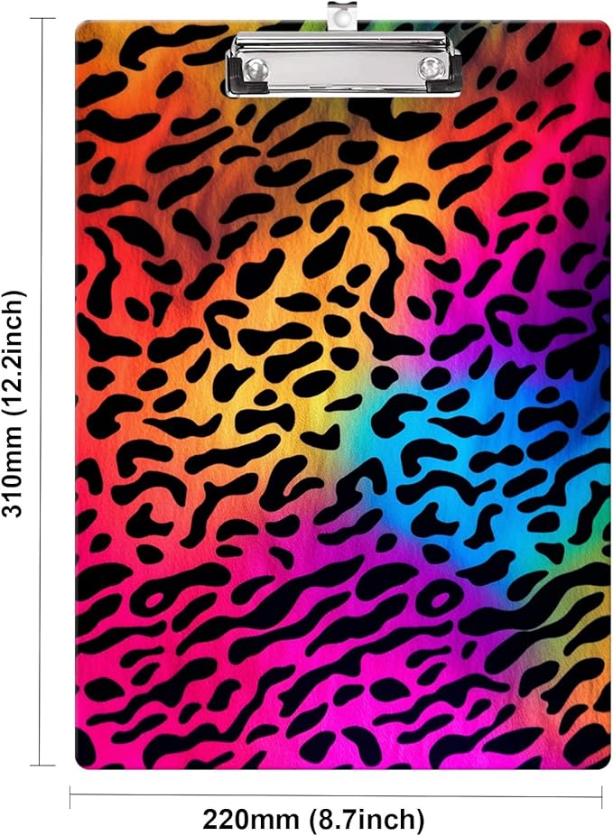 Fashion Clipboard, A4 Letter Size Wooden Decorative Clipboards for Teacher, Nurse, Doctor,Student and Kids, Cute Design for Standard Size 12.2" x 8.9"(C-Colorful Leopard Pattern)