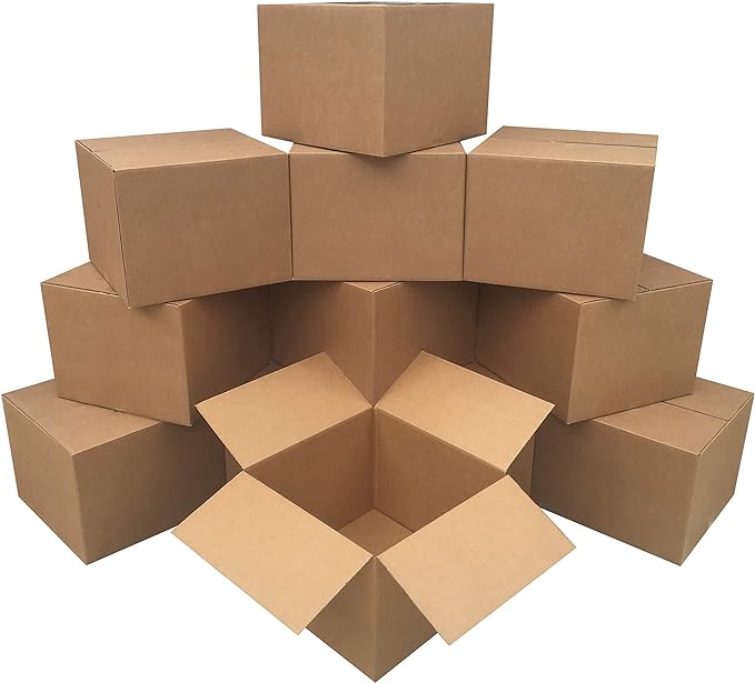 Amazon Basics Cardboard Moving Boxes for Packing and Shipping, Large Size, 20" x 20" x 15", Brown, 12-Pack