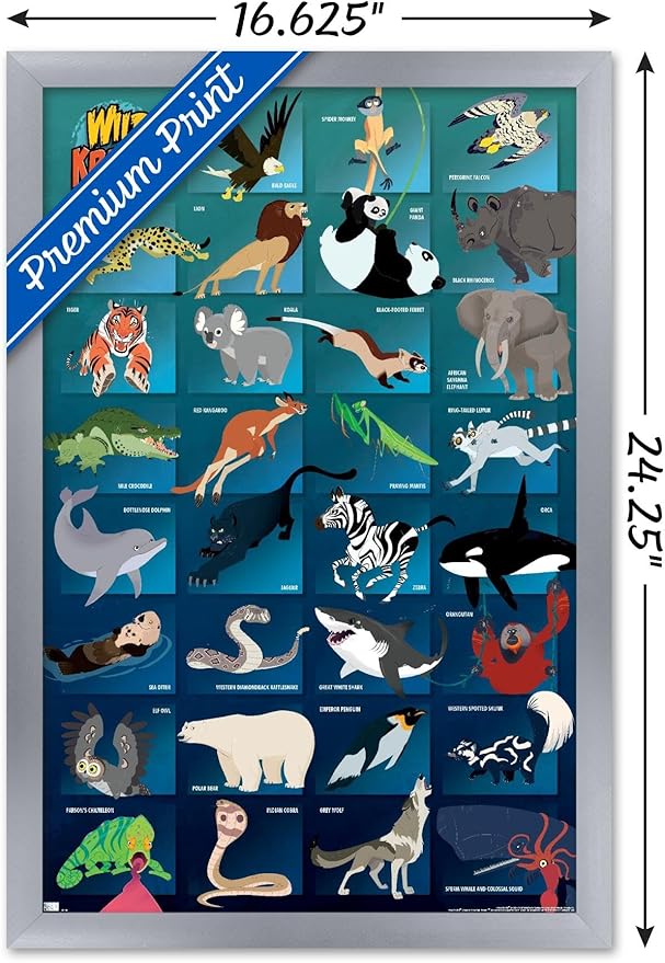Wild Kratts - Grid Wall Poster, 22.4L" x 14.7W", Silver Framed Version