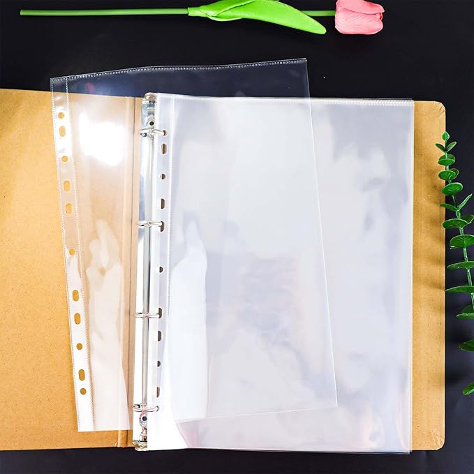 NatSumeBasics 20 A4 Binder Pocket, 8.5" X 11" Sheet Protectors Clear Binder Sleeves for A4 Binder Notebook Folder Organizer (1 Pocket)