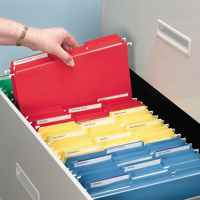 Smead Interior File Folder, 1/3-Cut Tab, Letter Size, Red, 100 per Box, Expandable File Folders for Filing Cabinet