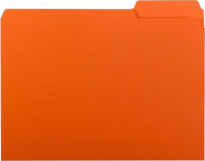 Smead Interior File Folder, 1/3-Cut Tab, Letter Size, Orange, 100 per Box, Expandable File Folders for Filing Cabinet