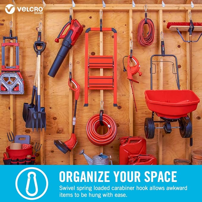 VELCRO Brand VEL-30120-USA Easy Hang Strap. Heavy Duty Outdoor Storage Extension Cords, Cables, Tools, Bikes. Organization for Garden, Shed, RV. Small-1Pk, Black