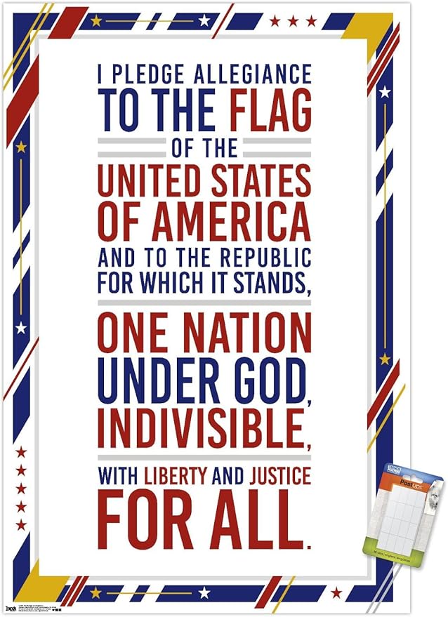 Trends International The United States Of America - Pledge Of Allegiance Wall Poster, 14.725" x 22.375", Premium Poster & Mount Bundle