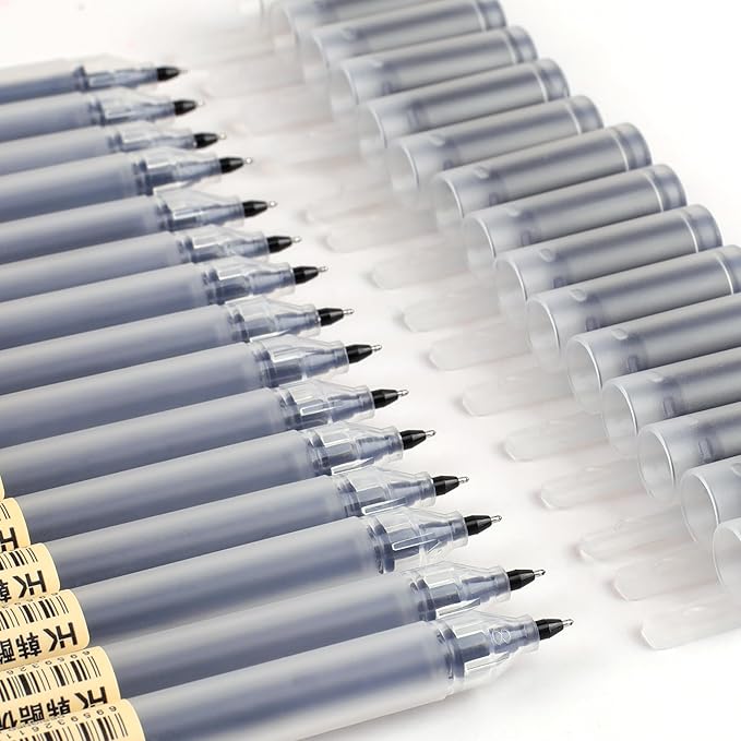 15 Pack Black Ink Gel Pens, 0.5 mm Fine Point Pen No Bleed Through, Japanese Style Smooth Writing Fine Tip Pens for Journal Planners, Note Taking, School Office Supplies