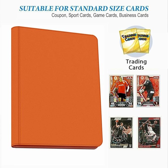 Premium 9-Pocket Zippered Trading Card Binder, 540 Pockets Double-Sided Side-Loading Card Organizer Album, PU Leather Card Holder Protector for MTG, TCG, Sports Cards Orange