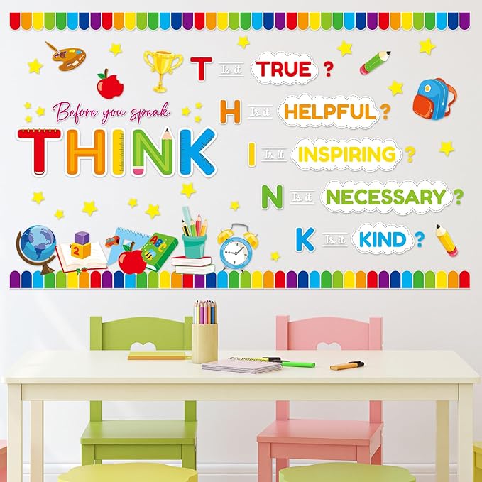 party greeting Growth Mindset Bulletin Board Set Think Before You Speak Classroom Decorations Positive Sayings Cutouts Back to School Bulletin Board Border for Kindergarten Preschool Supplies