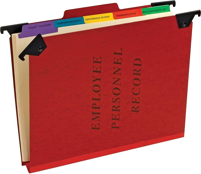 Pendaflex SER2ER Personnel Folders, 1/3 Cut Hanging Top Tab, Letter, Red