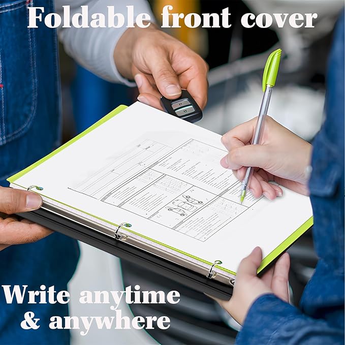 INFUN 1 Inch 3-Ring Telescoping Project Organizer Binder,13 Pocket, Customizable Front Cover, 5 Colors Pocket Divider and Plastic Binder Pocket，225 Sheet Capacity-Blue