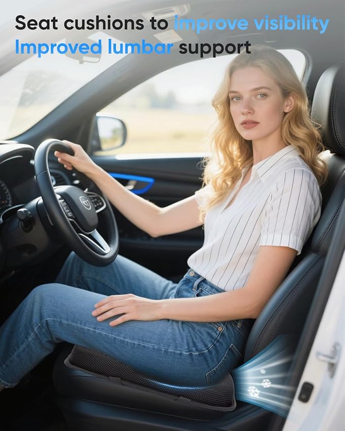 Sino Selected Ergo-Gel Airplane Seat Cushion, Gel-Infused Memory Foam Seat Cushion, Foldable Chair Cushions for Office, Car, Travel, Ergonomic Support & Cooling Design, All-Day Portable Comfort