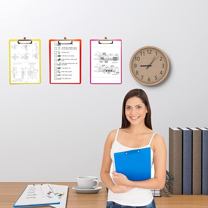 6 Pack Plastic Clipboards,Office Clipboards Standard A4 Letter Size,Colorful Clear Clip Boards with Hangable Low Profile Clip,Clipboard for Classrooms,Offices,Doctor,Nurse,Colored Assorted
