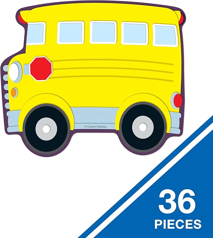 Carson Dellosa 36 School Bus Bulletin Board Cutouts, Bus Cutouts for Bulletin Board, Preschool & Kindergarten Classroom Décor, Back to School Classroom Cutouts, Elementary Classroom Décor.