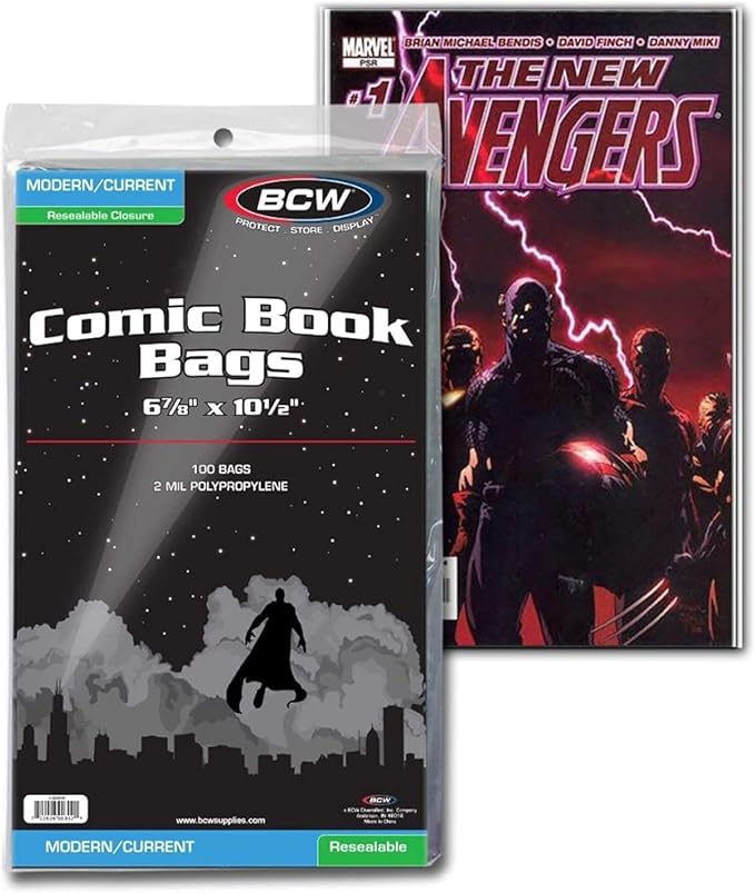 BCW Starter Comic Book Storage Kit | Storage Box, Partitions, Resealable Acid-Free Bags, Comic Backing Boards | Organize Modern Comics | Heavy Duty Comic Bags and Boards | Comic Collectors Essential